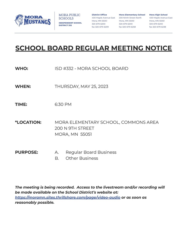 May 25th, 2023 School Board Regular Meeting