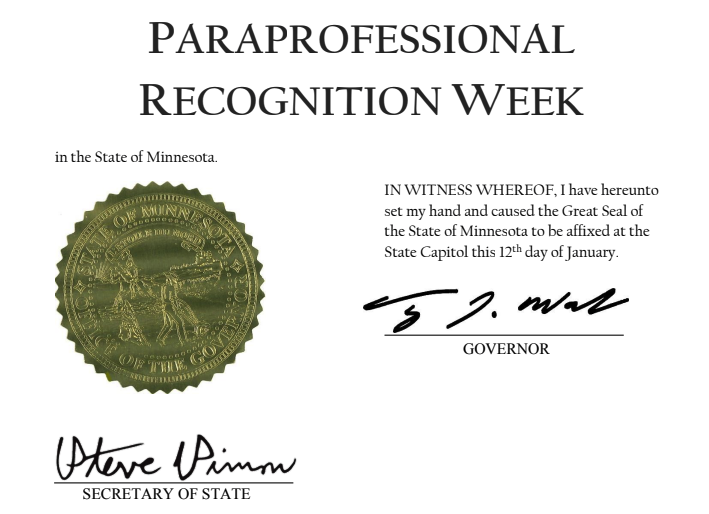 Paraprofessional Recognition Week Mora High School