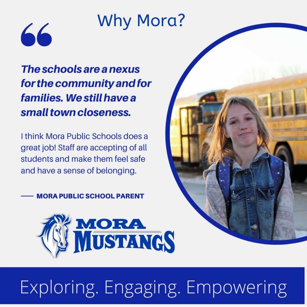 slide show of a quote from parent as to why they picked Mora.  