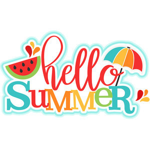 clip art with watermelon, umbrella and Hello summer