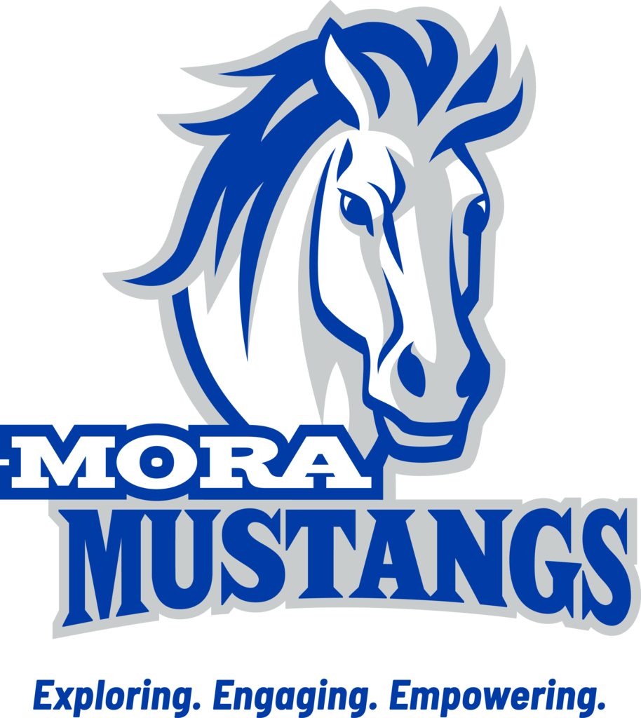See job posting for more details. Mora Public School Official Logo - horse head with Mora Mustangs