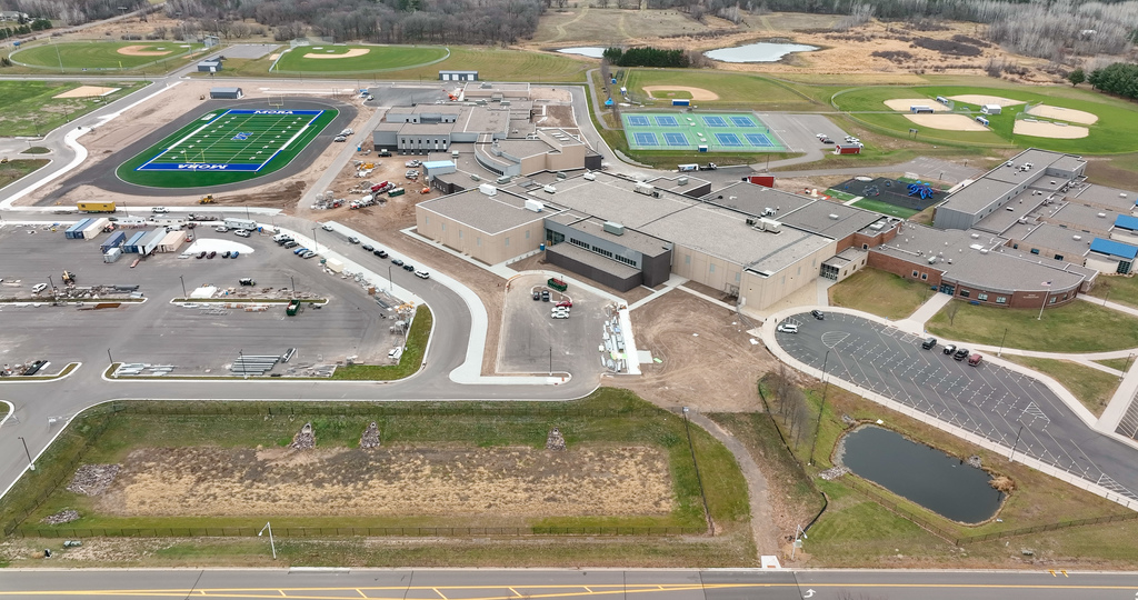 Photo from drone of the new MHS building