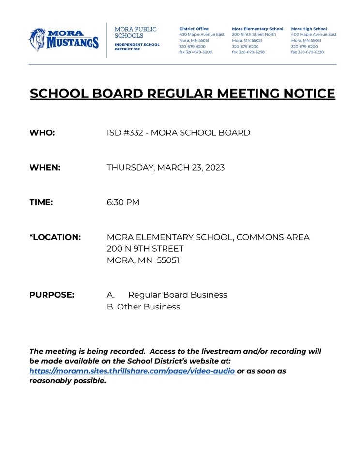 March Regular Board Meeting